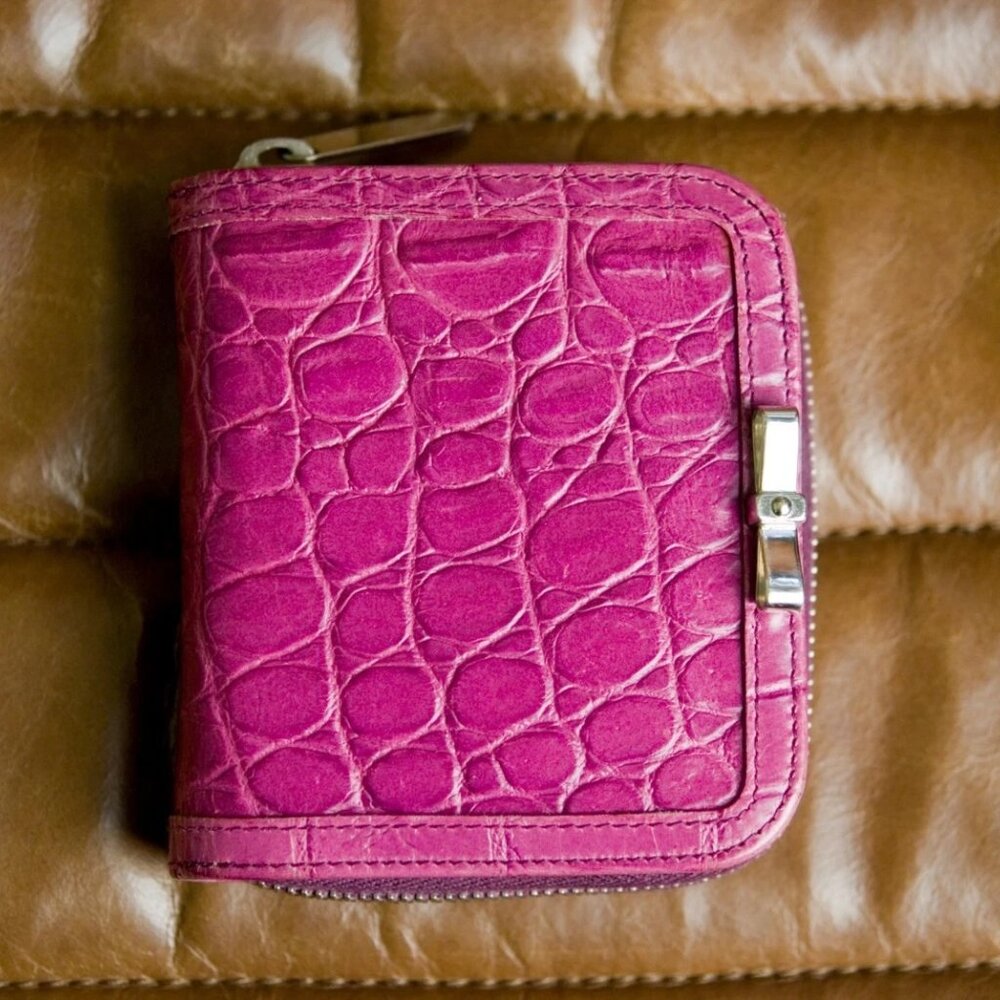 Authentic Miu Miu Pink/Fuchsia Compact Leather Wa… - image 2